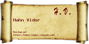 Hahn Vidor névjegykártya